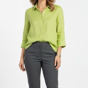 Vibrant Green Button-Down Shirt for Women